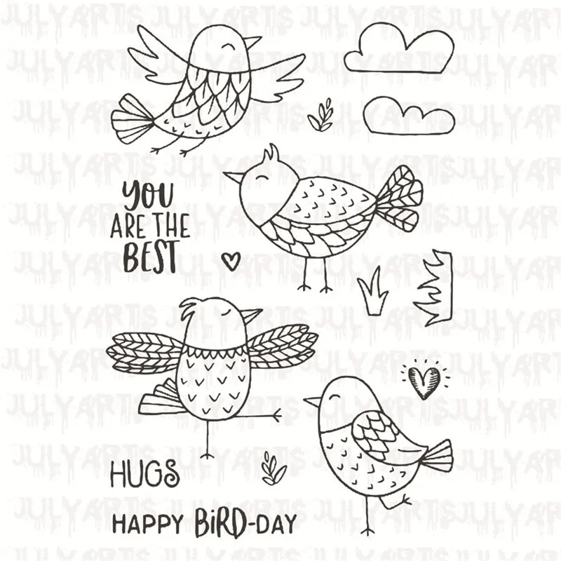 

Julyarts 103*116mm Cutting Dies 11*16cm New Clear Stamps for Dies Card Scrapbooking Album Bird Alphabet Embossing Craft Silicone