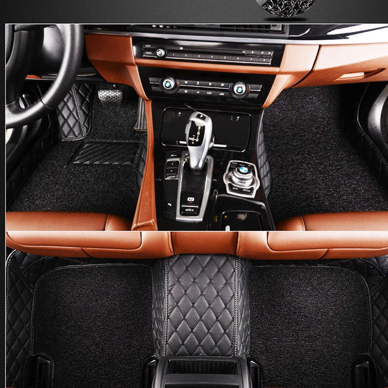 

2018 new arrival 2 layers wire&pu leather easy clean 5seats waterproof car floor mats non silde for mazda 3