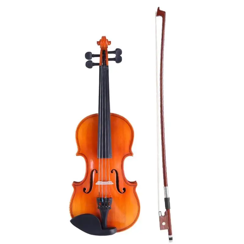 Скрипка из матового твердого дерева 1/8, скрипка в полоску для детей, студентов, начинающих, чехол с бантом, музыкальный инструмент