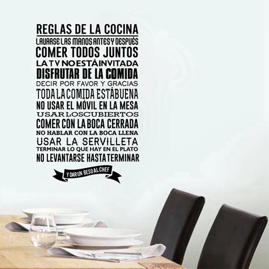 Spanish kitchen Rules Wall Stickers , DIY Vinyl Wall Decals Spanish Kitchen Wall Decor Free Shipping Spanish kitchen Rules Wall Stickers , DIY Vinyl Wall Decals Spanish Kitchen Wall Decor Free Shipping