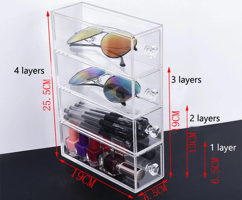 Многослойный акриловый губная помада макияж держатель для ящиков чехол для хранения косметики макияж очки Органайзер лак для ногтей дисплей стенд
