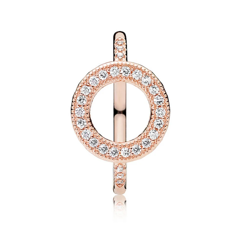 2 Style Silver/Rose Gold Charms Diy Hollow round Crystal Round Rings Fit Women Ring Jewelry HR152 Fine Jewelry