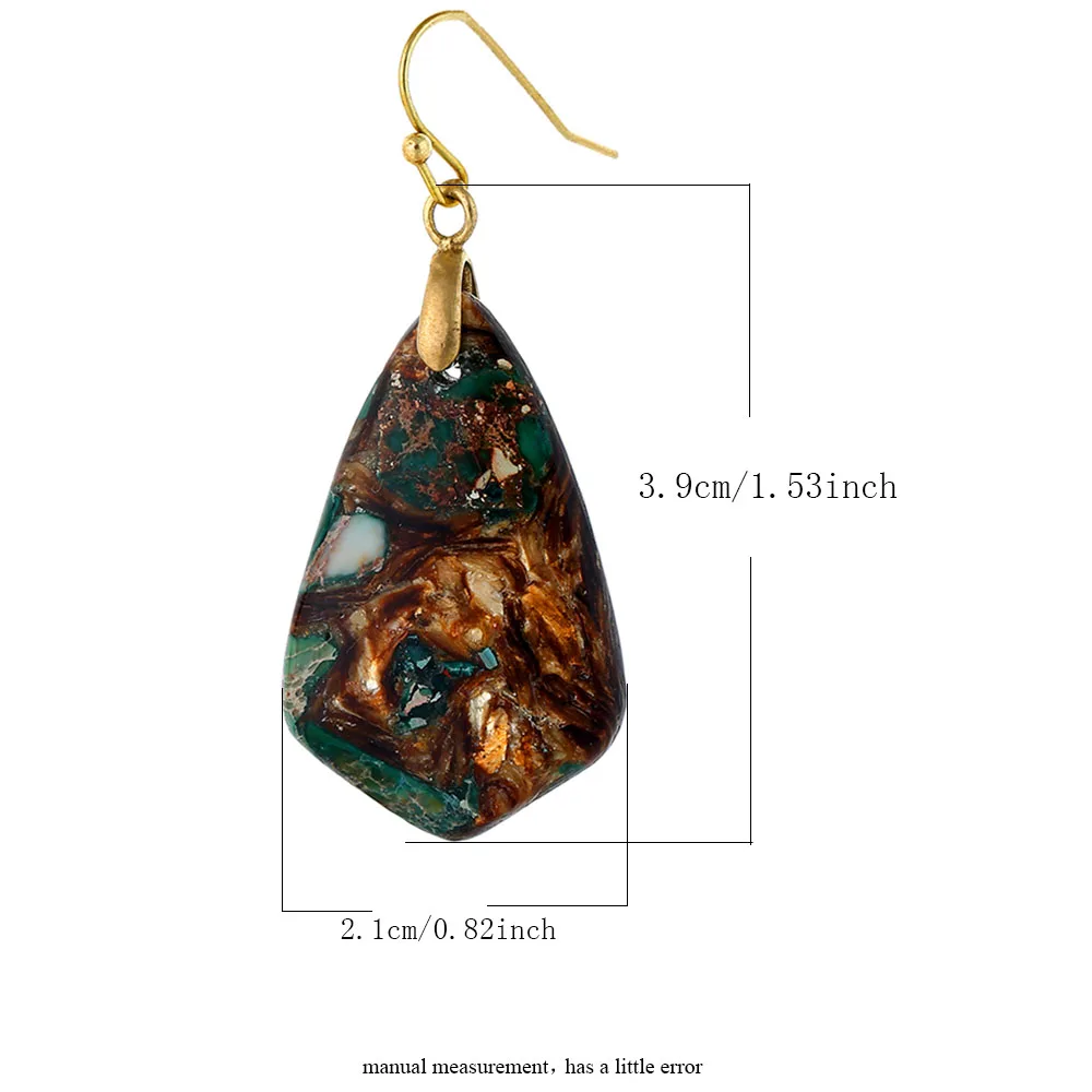 Bohemian Hypoallergenic Inspiration Stylish Ethnic Imperial Jasper Stone Charm Dangling Earrings for women Girl Drop Shipping 6