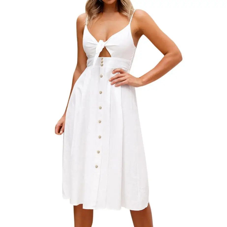 

2018 Summer Dress Women Casual Elegant Evening Party Dresses Off Shoulder Bowknot Lace Up Buttons Dress Beach Long Sundress