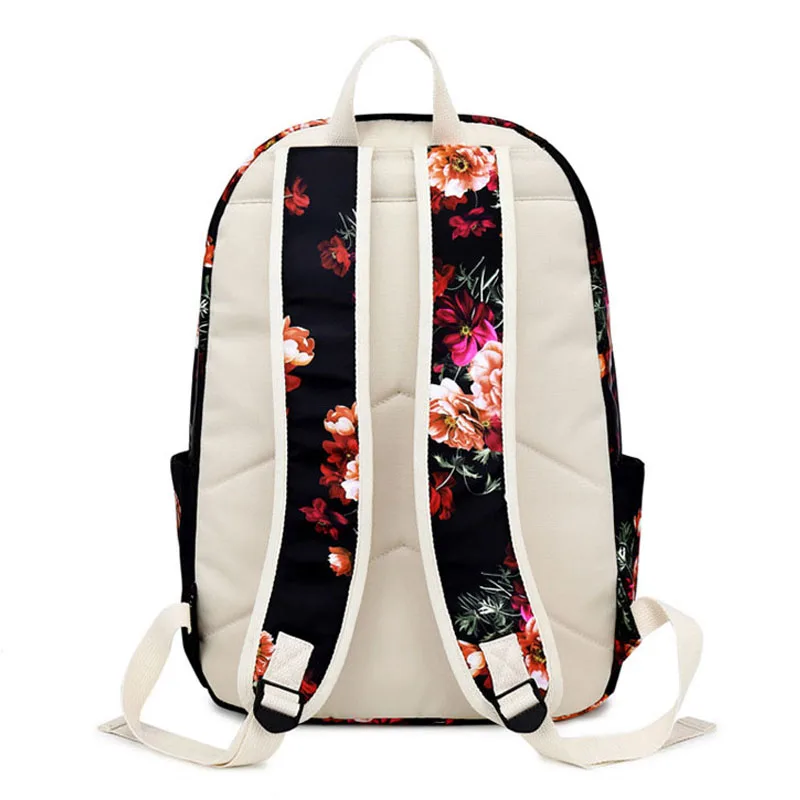 3 pcs Set Girls Flower School Backpack Kids School Bag Nylon Children Bookbag Pencil Bag Bookbag Floral Women Backpacks