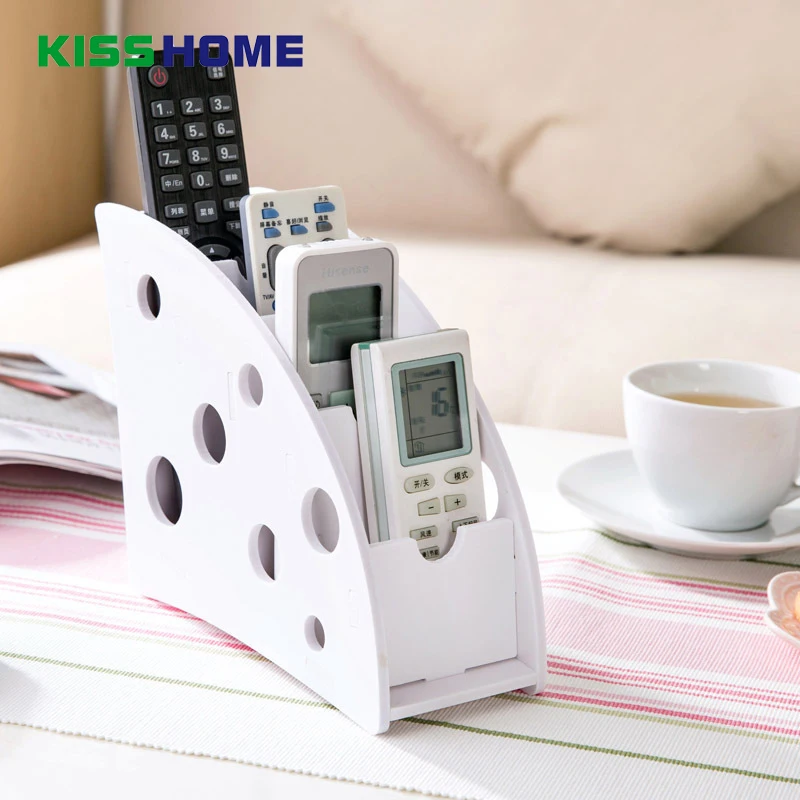 

4 Grids White Creative Remote Control Smartphone Table Holder Multi-function Wooden Removable Storage Box for Office Living Room