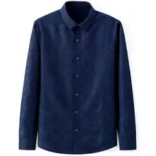 Модная новая весенняя деловая Мужская рубашка большого размера с длинным рукавом и отложным воротником Приталенный топ