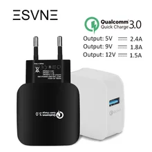 ESVNE EU Plug 2.4A Быстрая зарядка 3,0(2,0) настенное USB зарядное устройство для телефона iphone Xiaomi samsung быстрое зарядное устройство QC 3,0 мобильное зарядное устройство