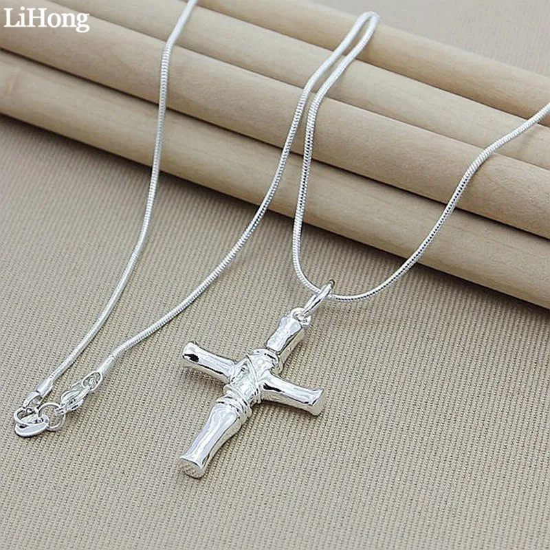 

Genuine 925 Sterling Silver Cross Necklace Fashion Pendant Snake Chain Necklace Hot Men And Women Necklace Beautiful Jewelry