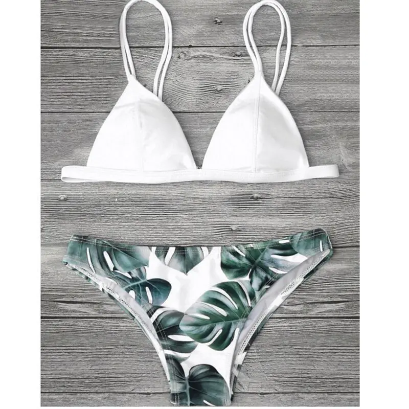 

Women's Sexy Low Waist Leaf Print Bikini Swimsuit Bathing Suit