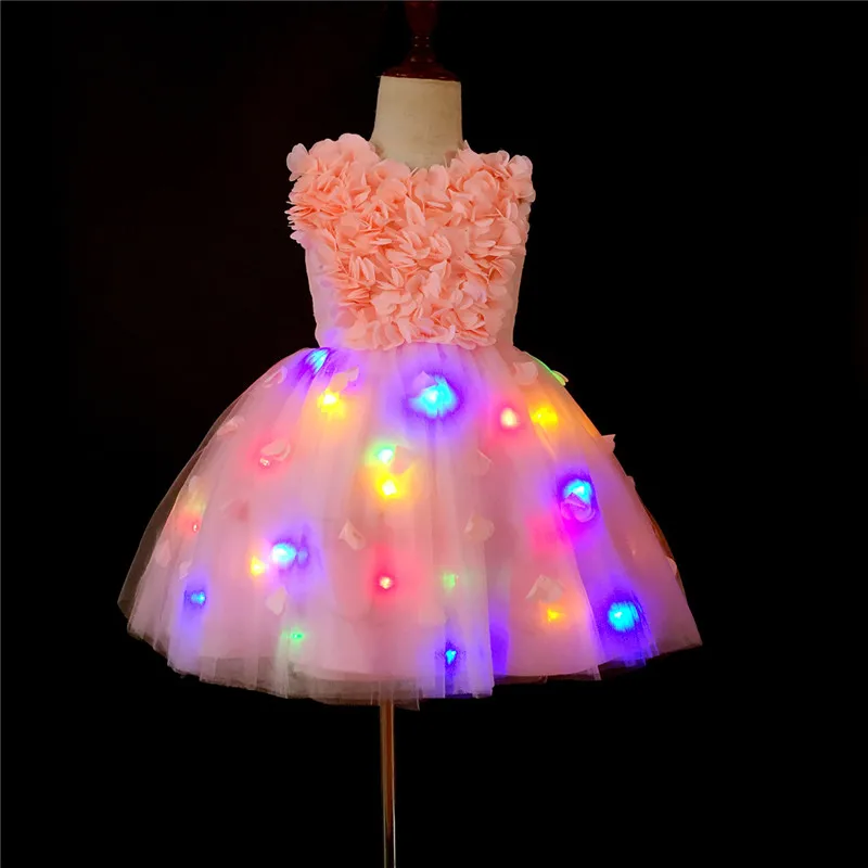 

2019Fashion Children Girls Appliques Flowers Birthday Wedding Party Princess Mesh Dress Baby Kids Elegant Lanterns Host Dress