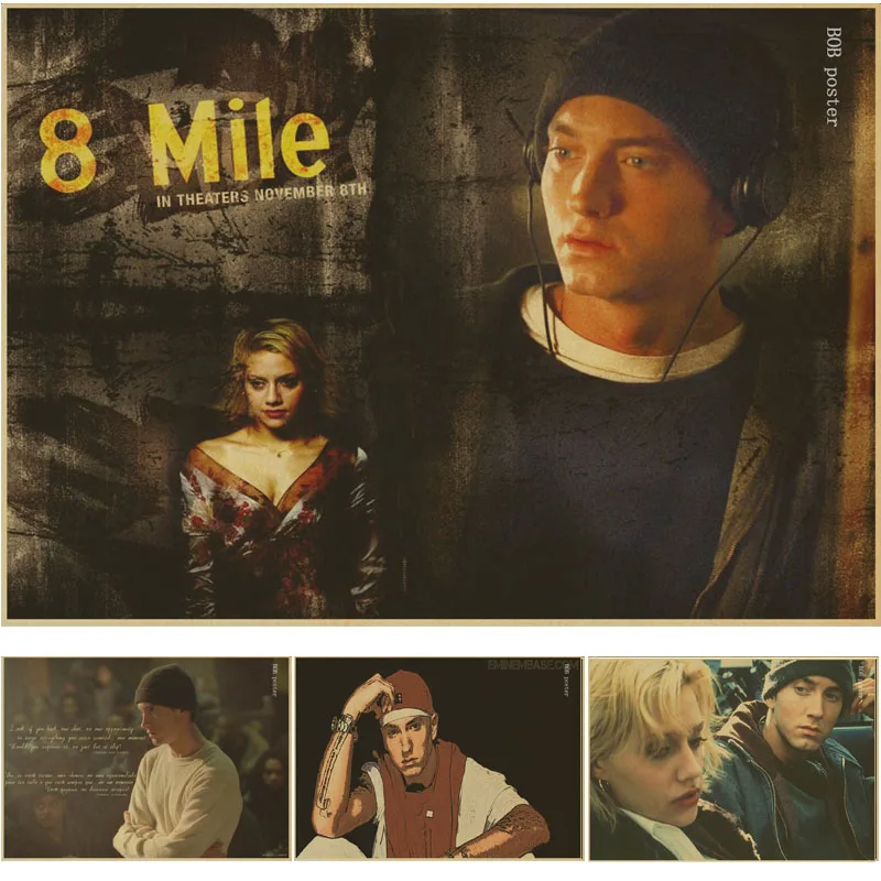 

Vintage Poster Eminem The Slim Shady LP 8 Mile A rap singer Bar House Cafe Art Decoration Kraft music Poster Wall sticker