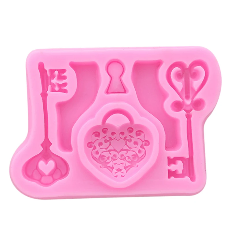 

Hot Sale Love Heart Shape Lock Key Silicone Fondant Chocolate Cake Mould DIY Relief Cake Tools Decoration Candy Gumpaste Mould