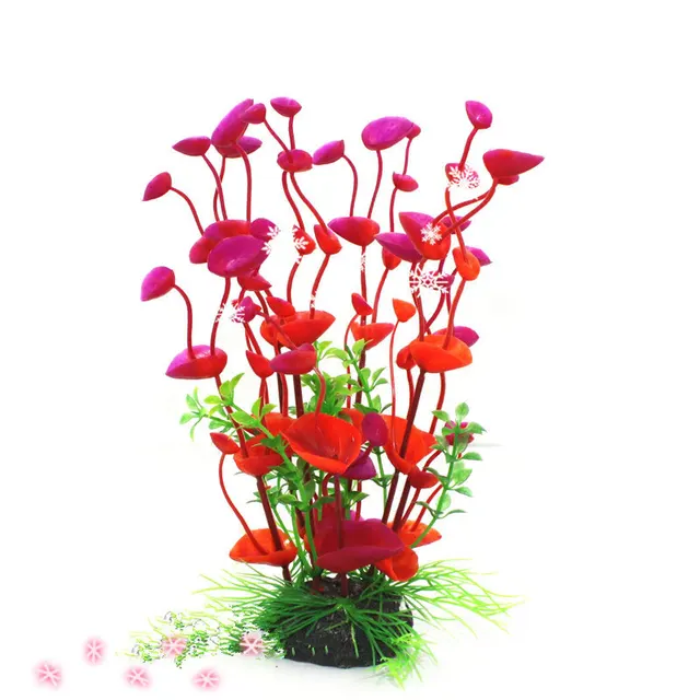 Purple Flower Artificial Fake Plastic Plant Artificial Aquarium Plant Fish Tank Accessories Decoration Ornament Underwater Plant 4