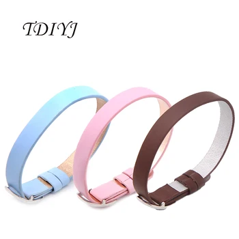 

TDIYJ New Arrival KEEPER 22CM Single Wrappable Reversible Color Leather Keepers Bracelet fit for Charms as Women Gifts 12Pcs