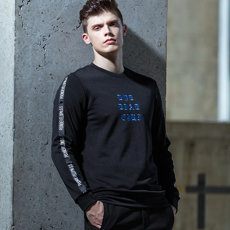 

Factory direct simple new spring autumn and winter air layer men's pullover embroidery round neck trend men's clothing