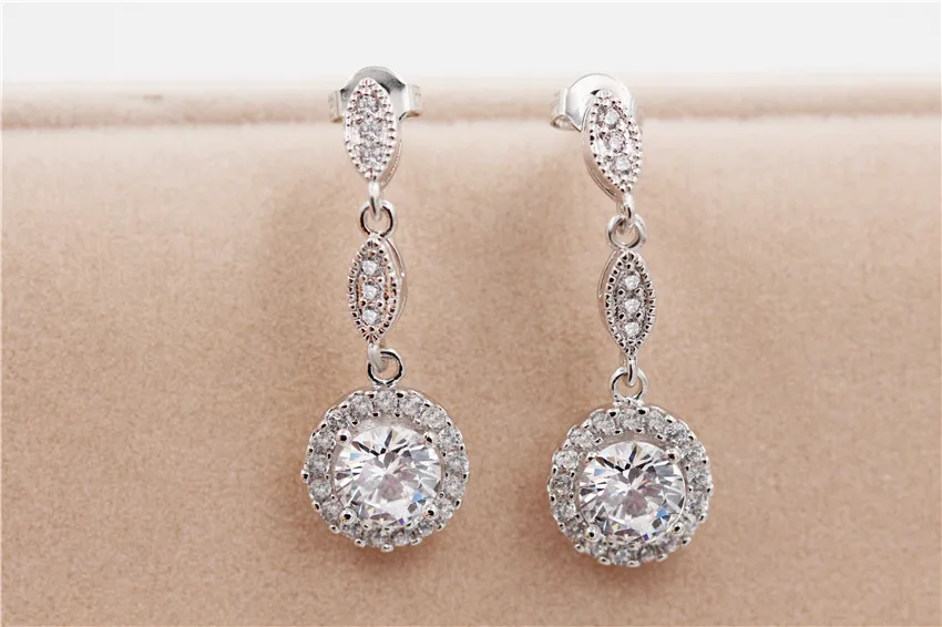 USA STOCK Uloveido Silver Color Bridal Jewelry Sets White Crystal Necklace and Earrings Indian Jewelry Set Wedding Gifts Y118 10 IMG_7889