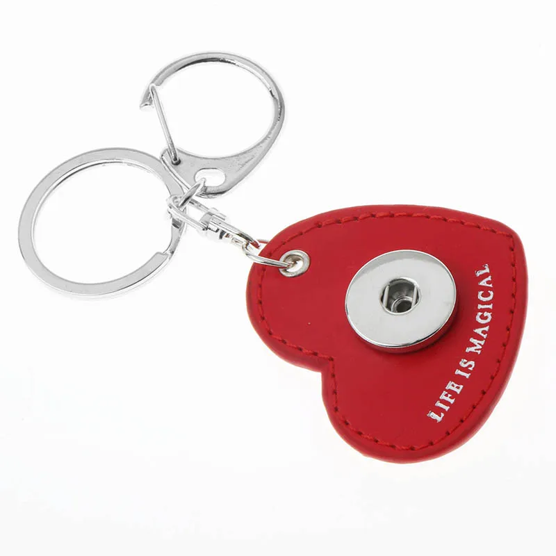 XH971 LOVE PU snap button jewelry Keyring Key chains (fit 18mm 20mm
