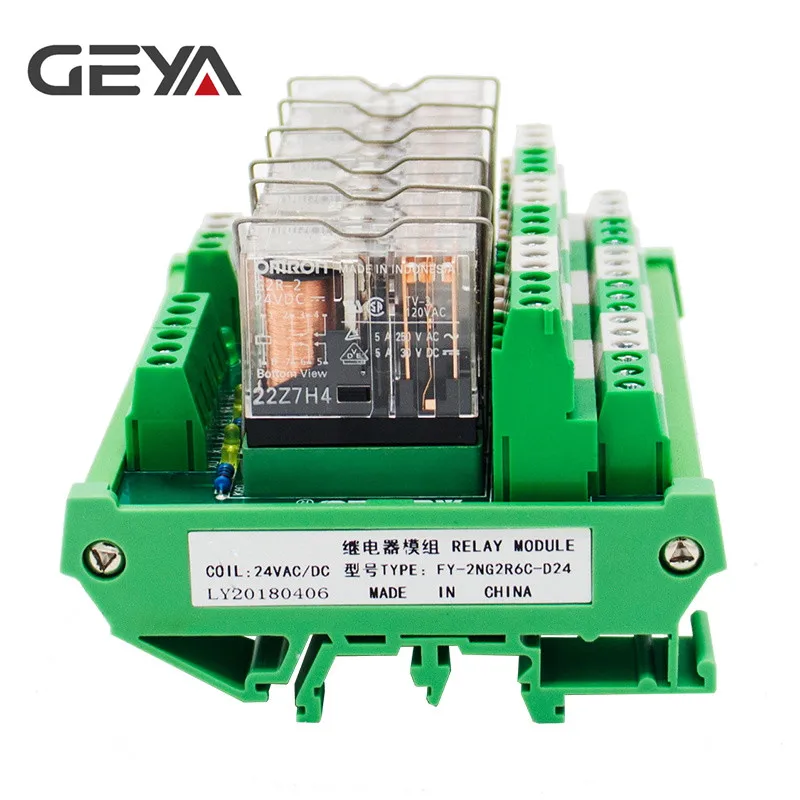 GEYA 2NG2R 6-канальный релейная плата электронные DPDT PLC 12V 24V AC DC релейных платов 2NO 2NC