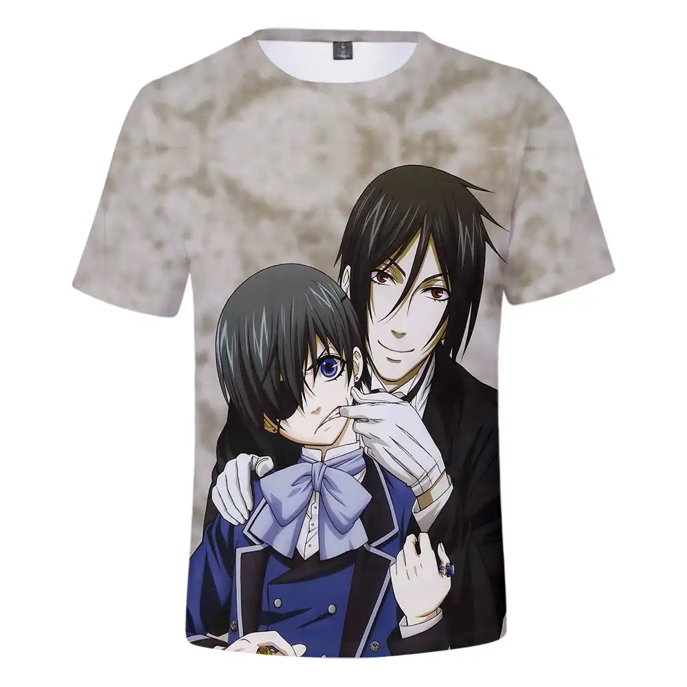 ホットアニメ服ユニセックストップス黒執事プリントメンズ Tシャツアニメ黒執事コスプレ半袖シャツ Tシャツ Aliexpress