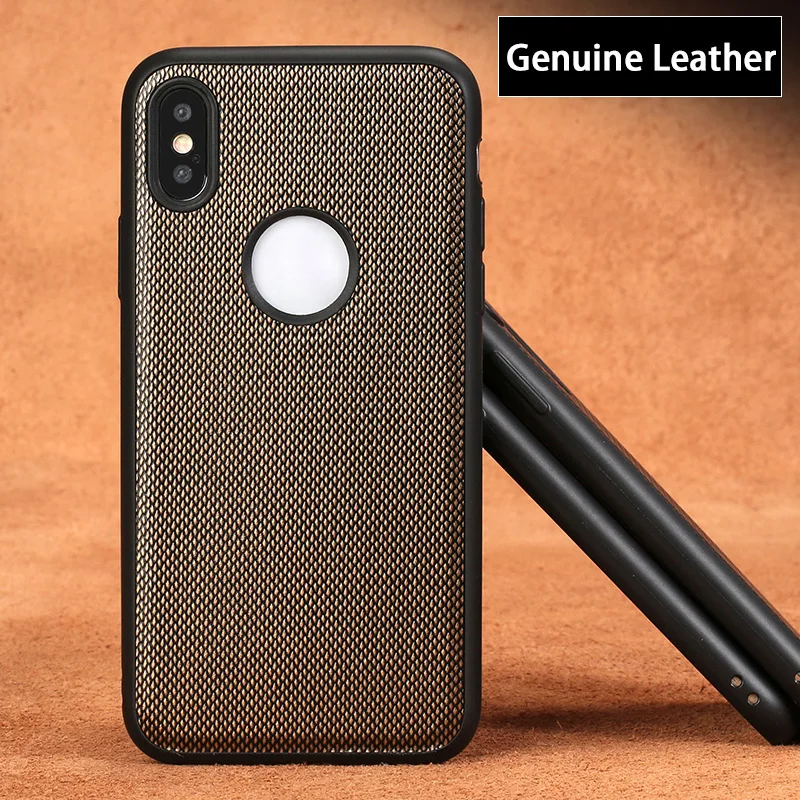 

Genuine Leather phone case For iPhone X case Diamond texture all-inclusive phone shell For iPhone 6 6S 7 8 Plus cases cover