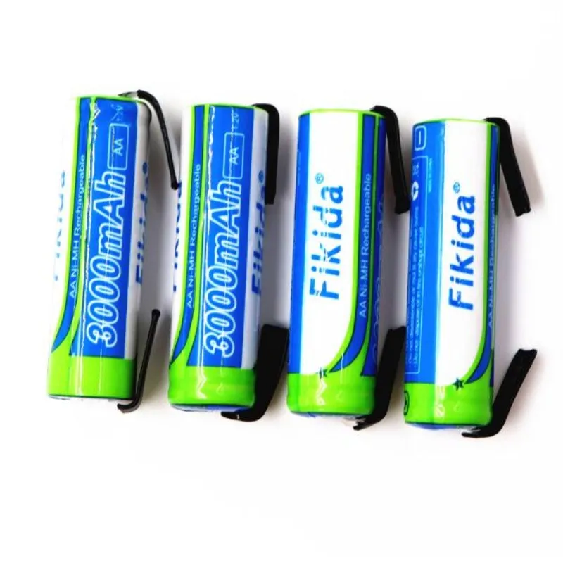 

10PCS 1.2V AA Rechargeable battery 3000mAh AA NI-MH cell pack with tabs pins for Braun electric shaver toothbrush+DIY Nickel