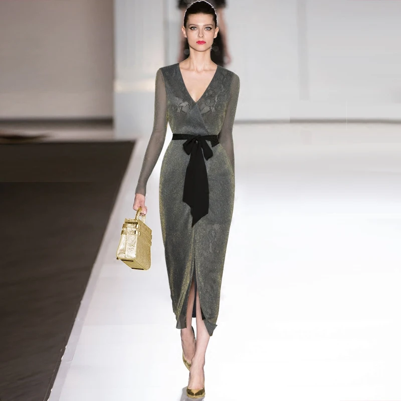 Spring Summer Sexy Dress 2018 High Quality Runway Dresses Full Sleeve V ...