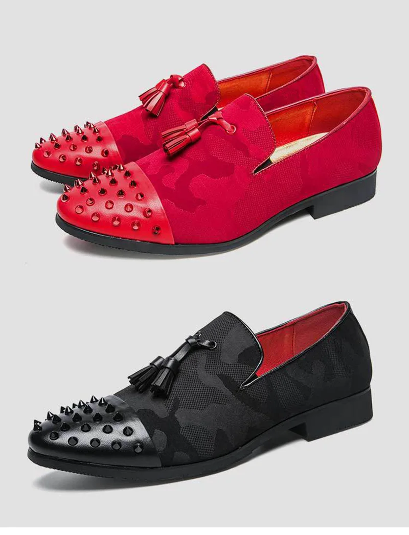 Броги; мужские повседневные туфли с заклепками; грубые башмаки в британском стиле с острым носком; Роскошная брендовая мужская обувь; цвет черный, красный; A1327