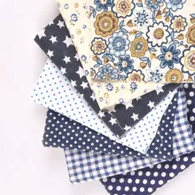 7 шт./компл. хлопчатобумажная ткань для DIY лоскутное шитье постельное белье темно-синего цвета с цветочным узором текстиль ткани ручной работы Материал 25x25 см C2135