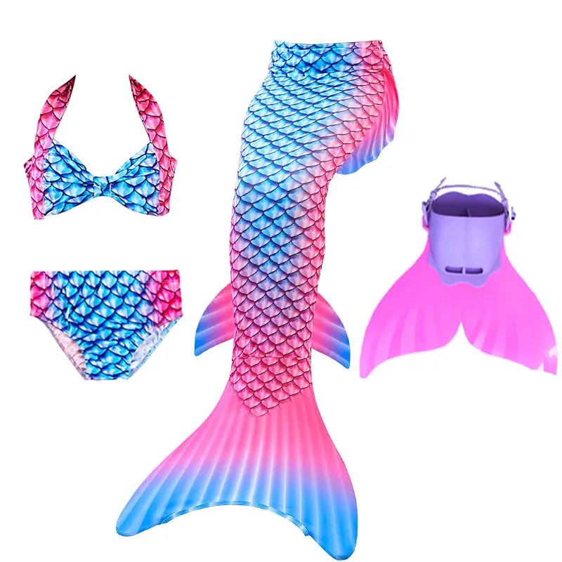 

Hot 2019 Kids Mermaid Tail With Monofin Girls Costumes Swimmable Swimsuit Cosplay Children Mermaid Tails for Swimming Beachwear