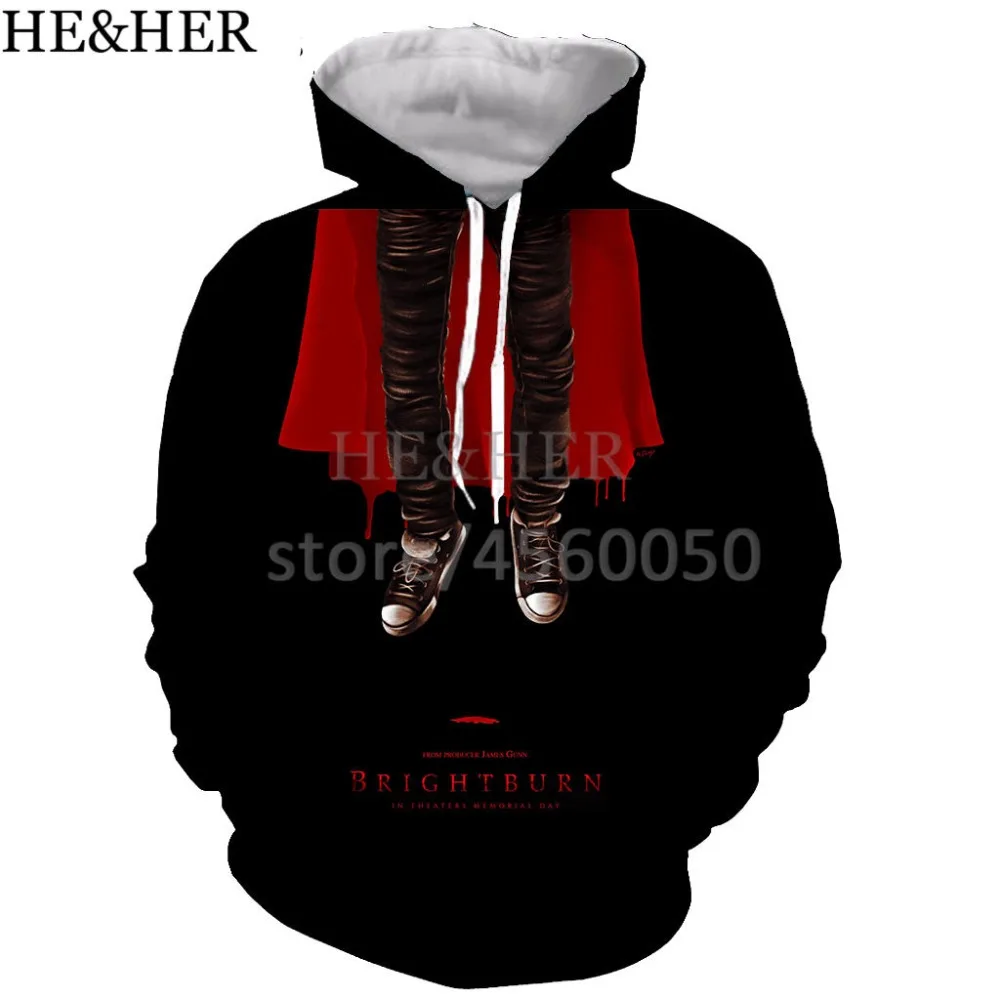 Фильм Brightburn 3D печатных мужчин с капюшоном толстовка модная графическая Толстовка Повседневная Уличная пуловер Толстовка