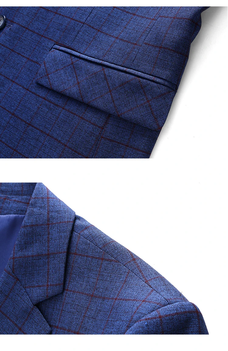 Синяя Клетчатая новая деловая модная повседневная куртка приталенная Осенняя Высококачественная брендовая куртка для мужчин MWC классические костюмы для отдыха MOOWNUC