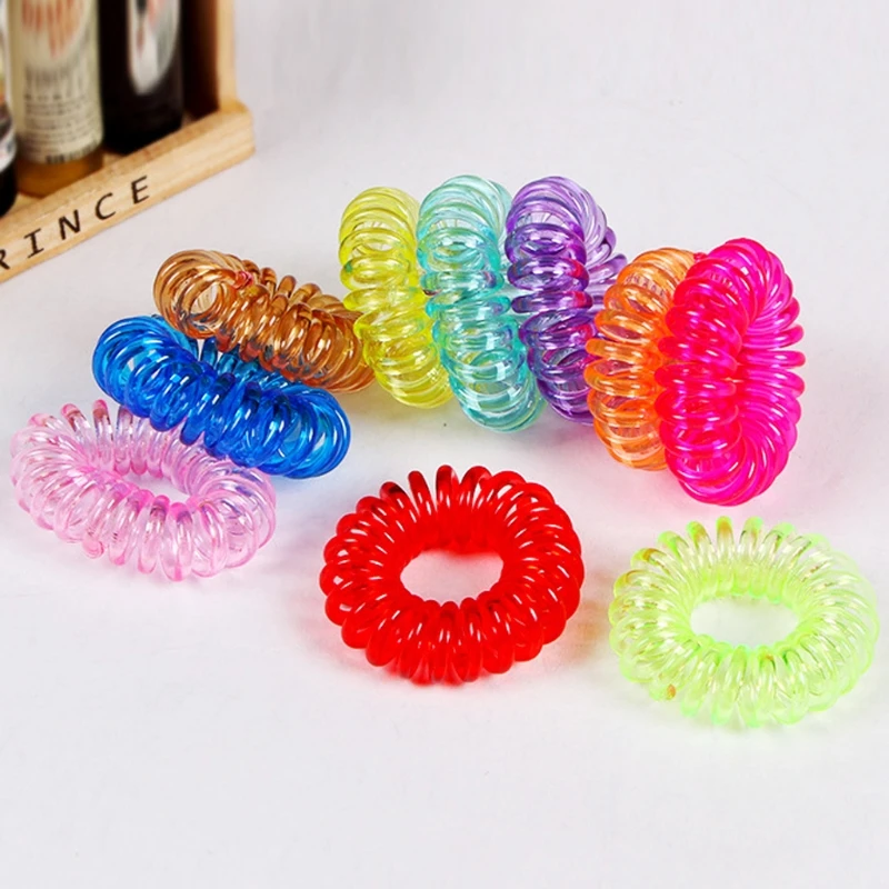 

Hair Scrunchie Transparent Telephone Wire Elastic Hairbands for Children in Small Size random Colors black available