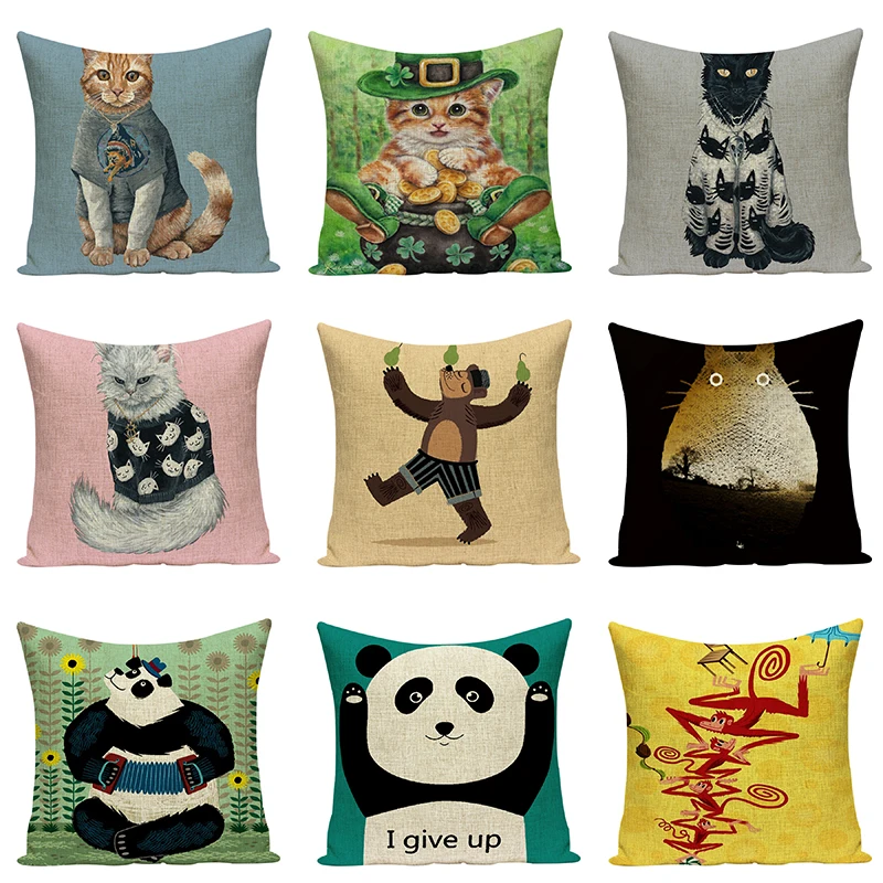 Caso Bonito Dos Desenhos Animados Teste Padra de almofada para Decorativa Capas Linho чехлы для диванов домашний