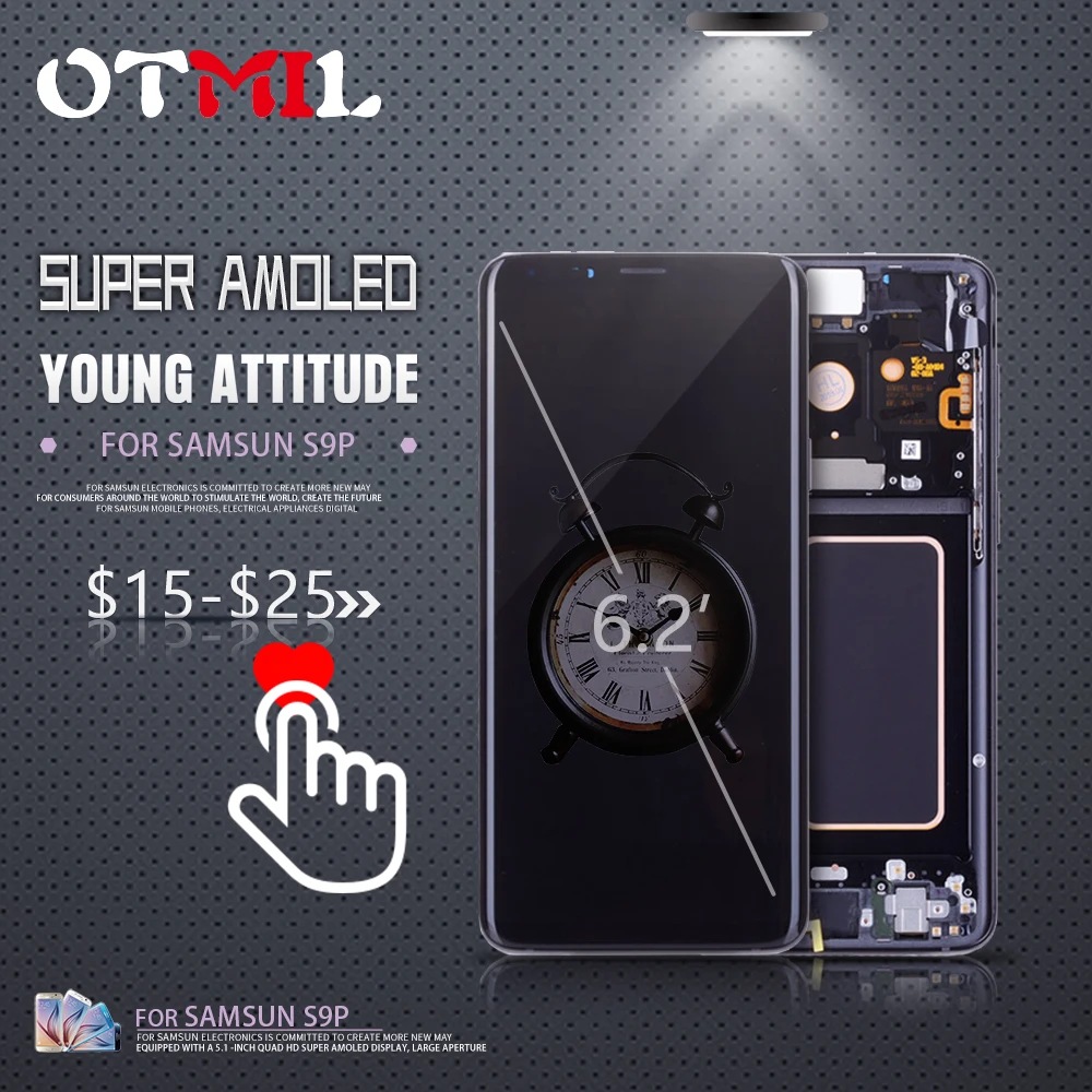 

OTMIL 6.2"AMOLED LCD For SAMSUNG Galaxy S9 Plus LCD Touch Screen with Frame Digitizer For SAMSUNG S9Plus Display G965 G965F #1
