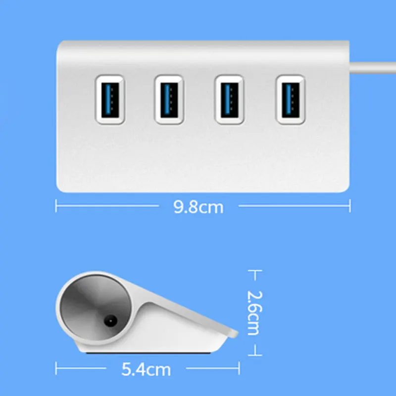 EASYA Мульти USB 3,0 концентратор адаптер портативные концентраторы USB разветвитель 4 порта 5 Гбит/с Алюминиевый сплав серебро для портативных ПК Компьютерное использование