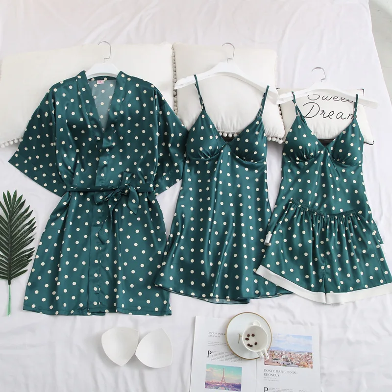 

4pcs Women Sleep Shorts Womens Silk Pajamas Pajama Summer Women Shorts Sleepwear 9708