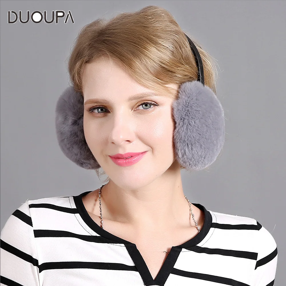 

New Rex Rabbit Fur Ear Protector for Women Winter Warming Ear Cover Fashion Lovely Ear Bag for Women and Men in Winter