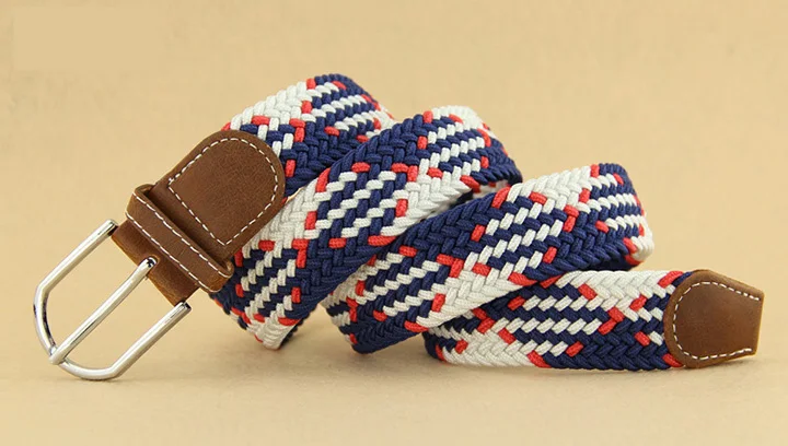 White blue red DANDALI, женское платье, цветочные ремни для женщин, с пряжкой, тканые, эластичные, на талии, ковбойские, из мягкой кожи, модный пояс, пояс - Цвет: White blue red