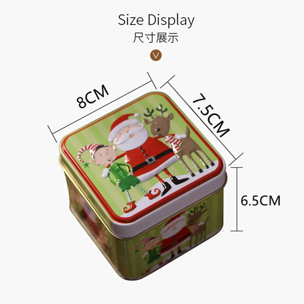 Christmas Gifts Box Package Tin Candy Box Noel Dragee Cookies Biscuit Case Container Christmas Decoration for Home Accessories