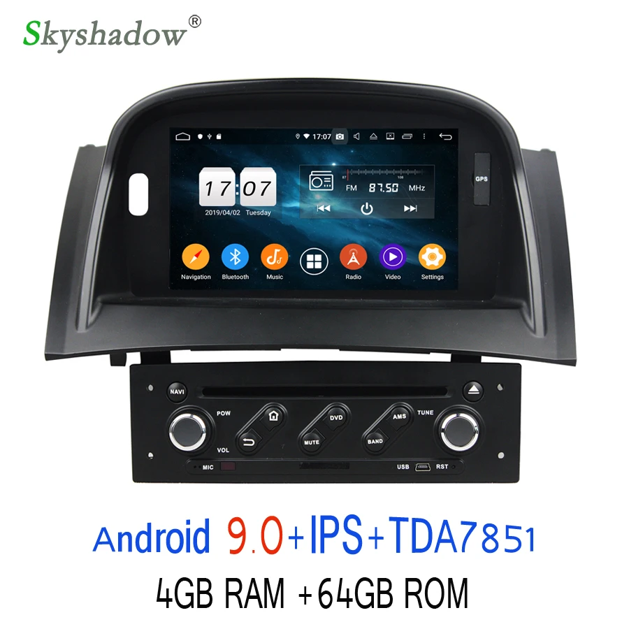 DSP1Din Android 9,0 для Renault Megane II 2 2004-2009 4 ГБ ОЗУ+ 64 г автомобильный dvd-плеер gps ГЛОНАСС карта RDS радио wifi 4 г Bluetooth