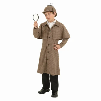 

Sherlock Holmes Doctor Simeon Costume Uniform Grid Outfits Male Version Halloween coat+hat (not pant and shirt)