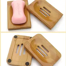 100 шт. натурального бамбука Деревянные мыльница деревянная мыло лоток держатель для хранения мыло стойки пластины Box Контейнер для душевой ванная комната