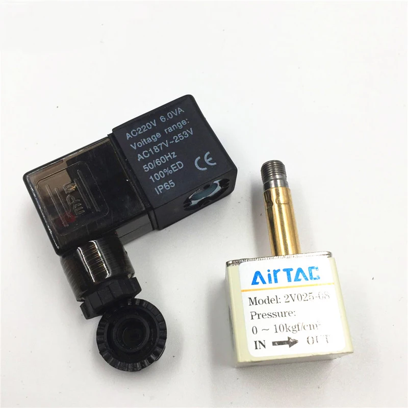 

1Pcs Pneumatic 1/4" bsp 2 way 2 Position DC 12V 24V AC 220V 110V Pneumatic Solenoid Air Control Valve Aluminium 2V025-08 machine