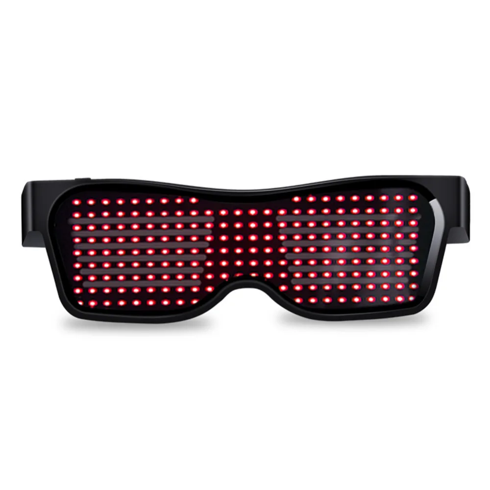 Приложение управления Led очки многоязычные быстрая вспышка светодиодные вечерние светящиеся очки USB зарядка рождественское освещение концертов игрушки - Цвет: Red