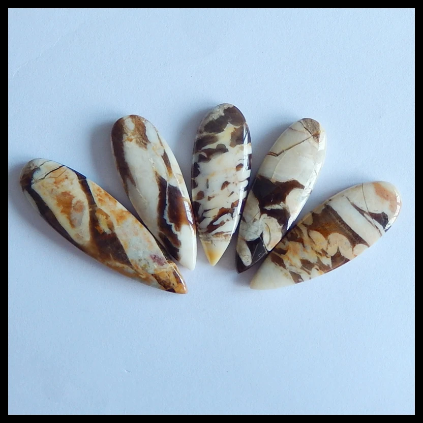 

5 Pcs Wood Fossil ,Opal Gemstone Pendant Cabochons,Jewelry Gift Gem Customized,40x12x5mm,32x12x4mm,14.8g