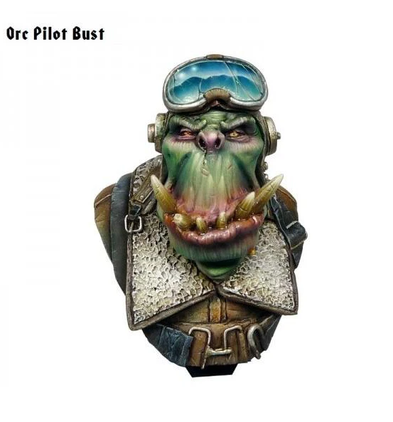 

Unpainted Kit 1/12 high 65mm Orc Pilot Bust Resin Figure miniature garage kit