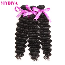 Mydiva Deep Wave Brazilian Hair Weave Bundles 100% Human Hair Extensions Natural Color Non Remy Hair 3 Bundles Free Shipping