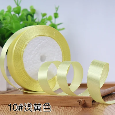 Grosgrain Satin Ribbon for Wedding Christmas Party Decorations DIY Bow Craft Ribbons Card Gifts Wrapping Supplies 25Yards/Roll - Цвет: 10light yellow