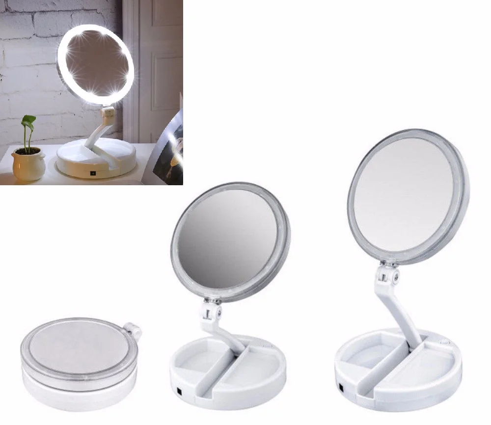 Новый Портативный светодиодный косметическое зеркало с подсветкой для макияжа компактный составляют карманные зеркальца косметическое
